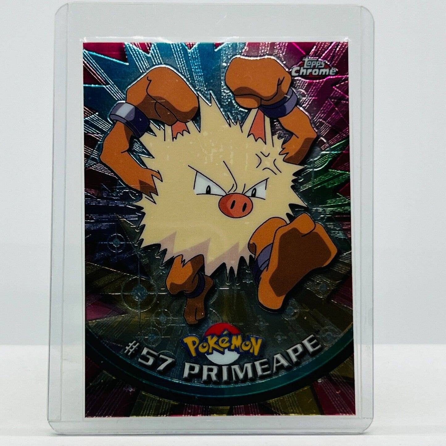 Pokémon Primeape #57 Pokemon 2000 Topps TV Animation Chrome Series 1 Holo Foil