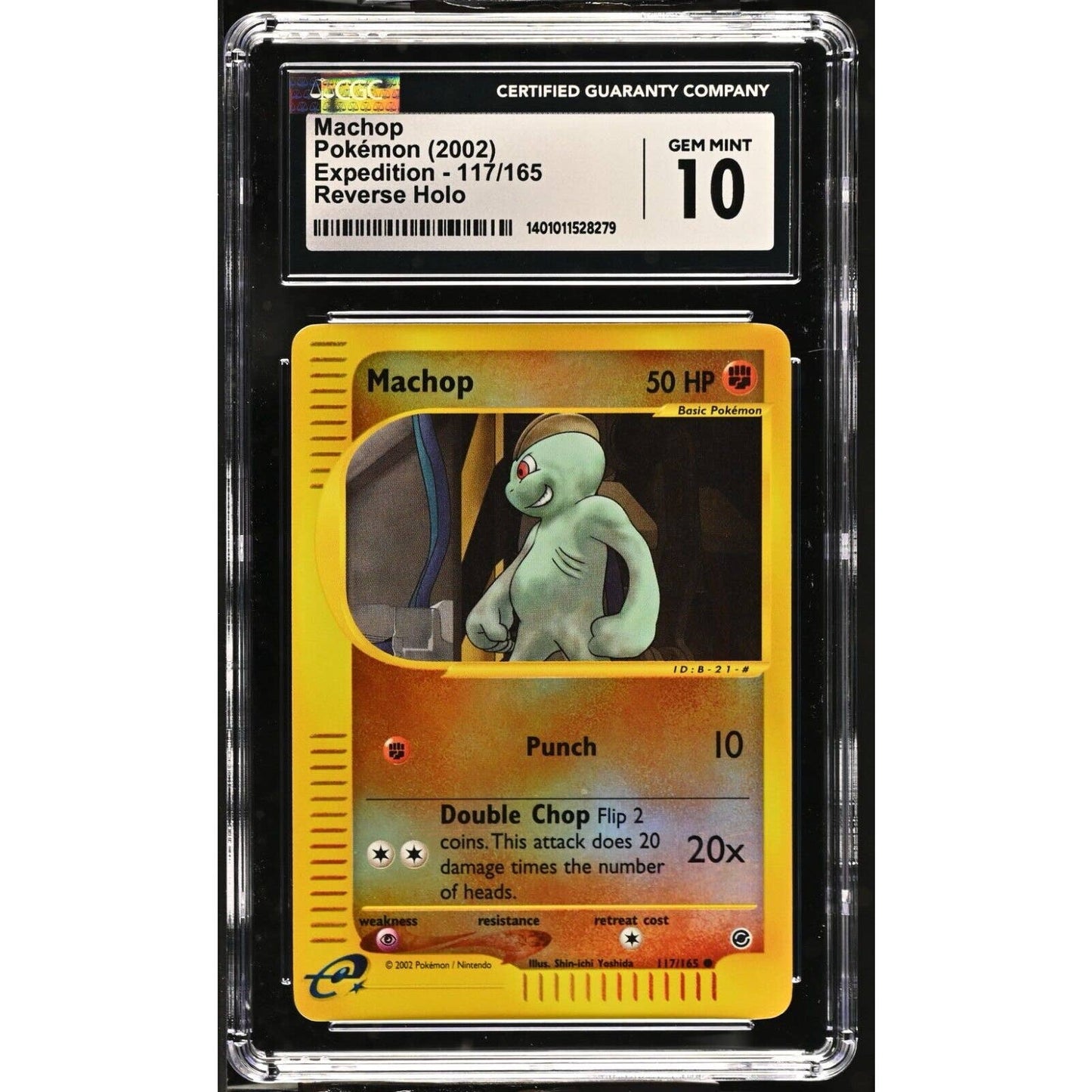 CGC 10 GEM MINT Machop 117/165 Pokémon Expedition 2002 Reverse Holo (PSA/BGS)