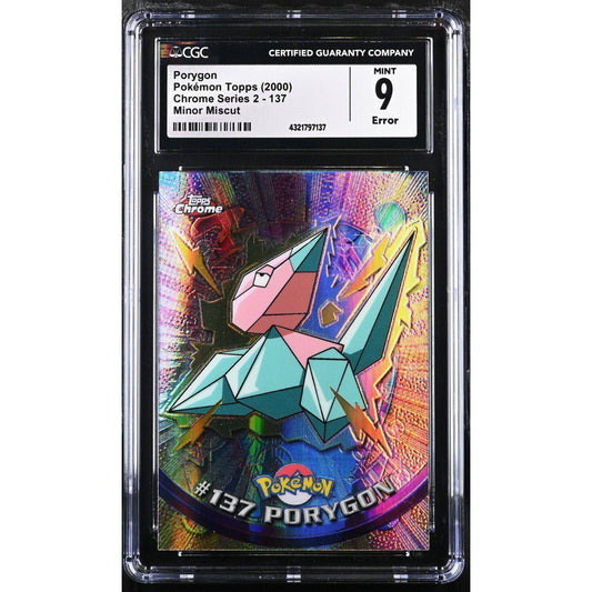 CGC 9 MINT ERROR Porygon Spectra #137 Pokemon 2000 Topps Chrome (PSA/BGS) Miscut