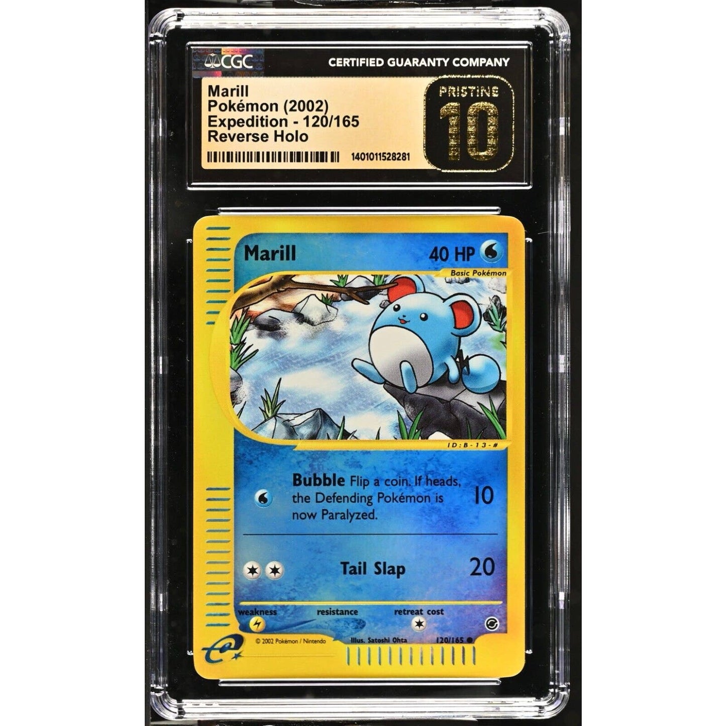 CGC 10 PRISTINE Marill 120/165 Pokémon Expedition 2002 Reverse Holo (PSA/BGS)