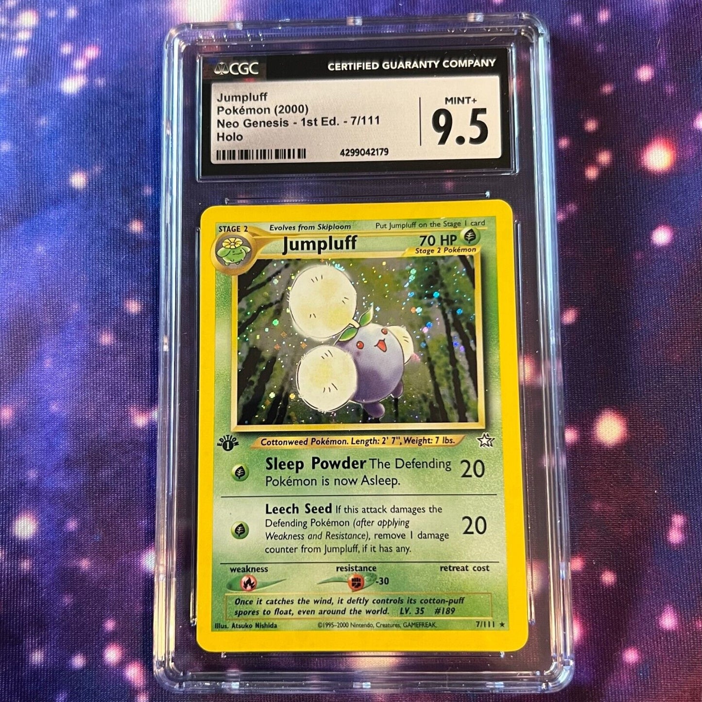 CGC 9.5 MINT+ Jumpluff 1st Edition 7/111 Pokémon Neo Genesis Holo Rare (PSA/BGS)