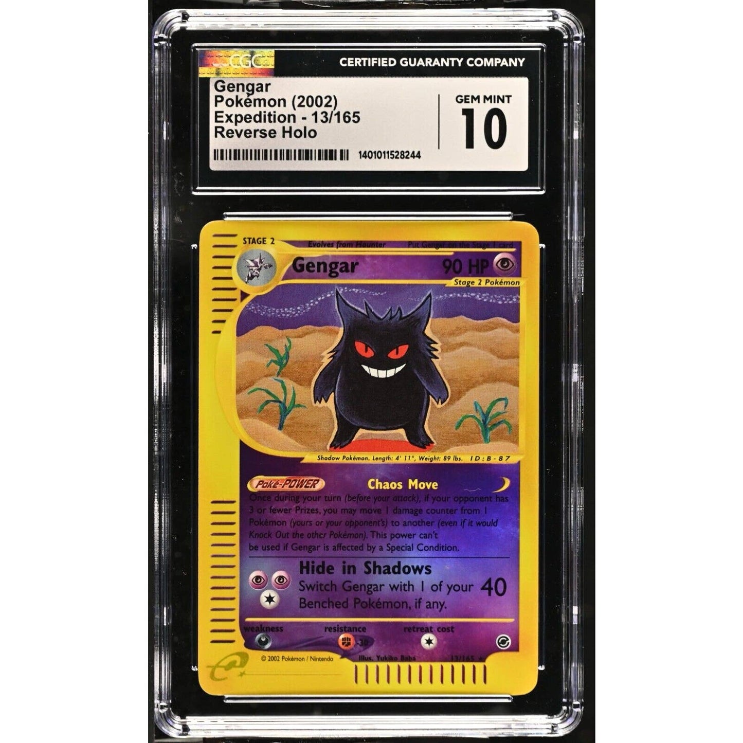 CGC 10 GEM MINT Gengar 13/165 Pokémon Expedition 2002 Reverse Holo (PSA/BGS)