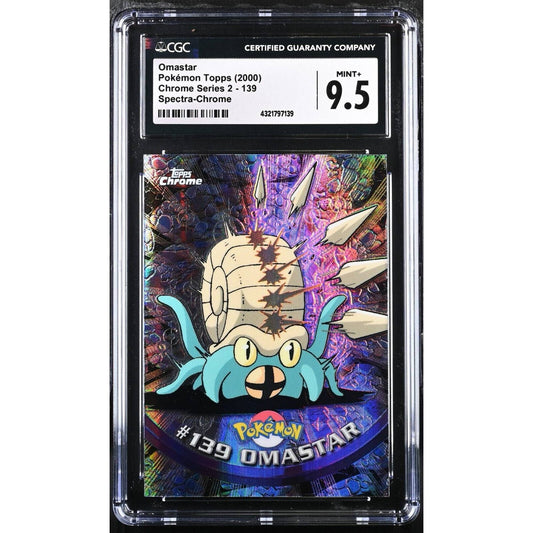 CGC 9.5 MINT+ Omastar Spectra #139 Pokemon 2000 Topps Chrome Rare (PSA/BGS)