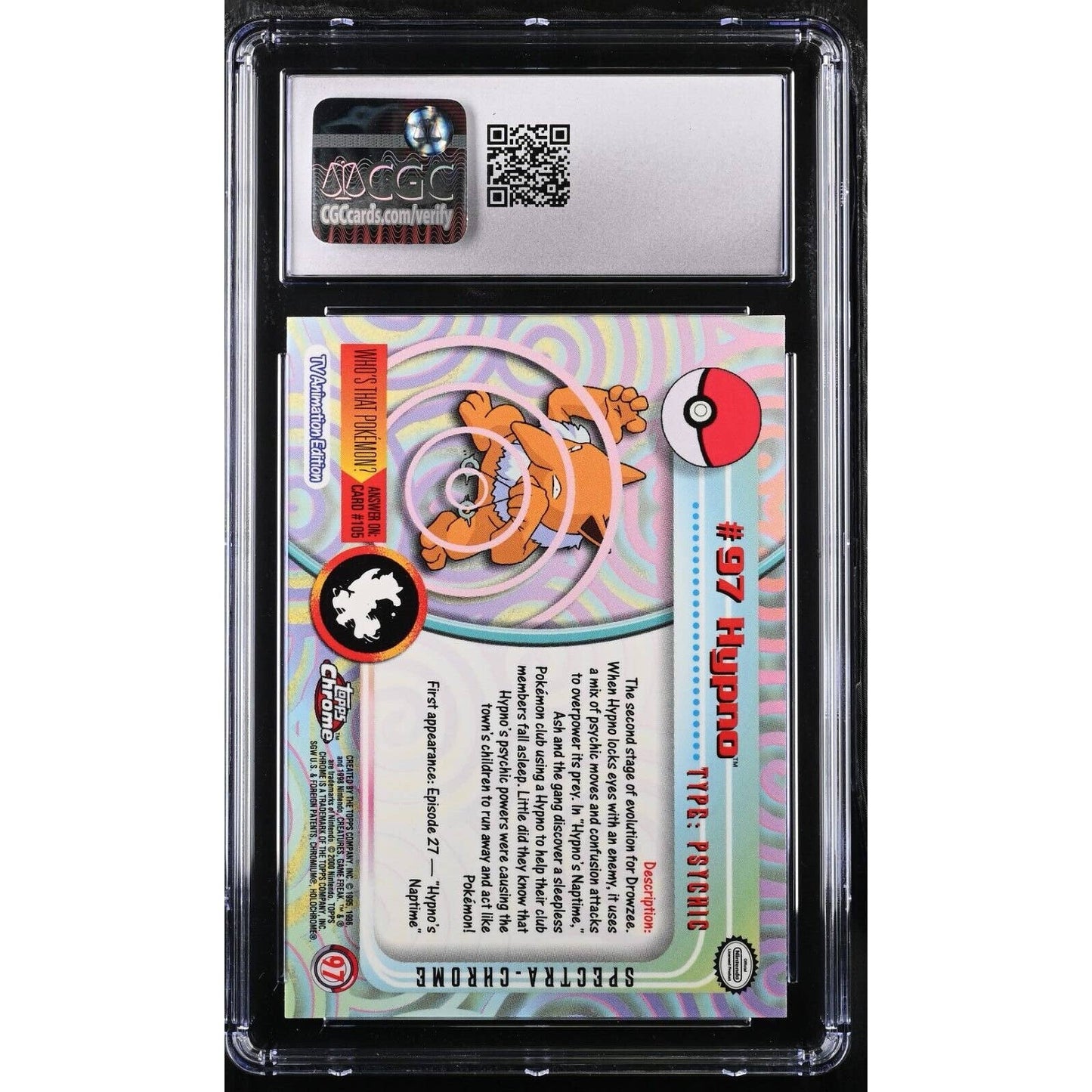 CGC 9.5 MINT+ Hypno Spectra #97 Pokemon 2000 Topps Chrome Holo Rare (PSA/BGS)