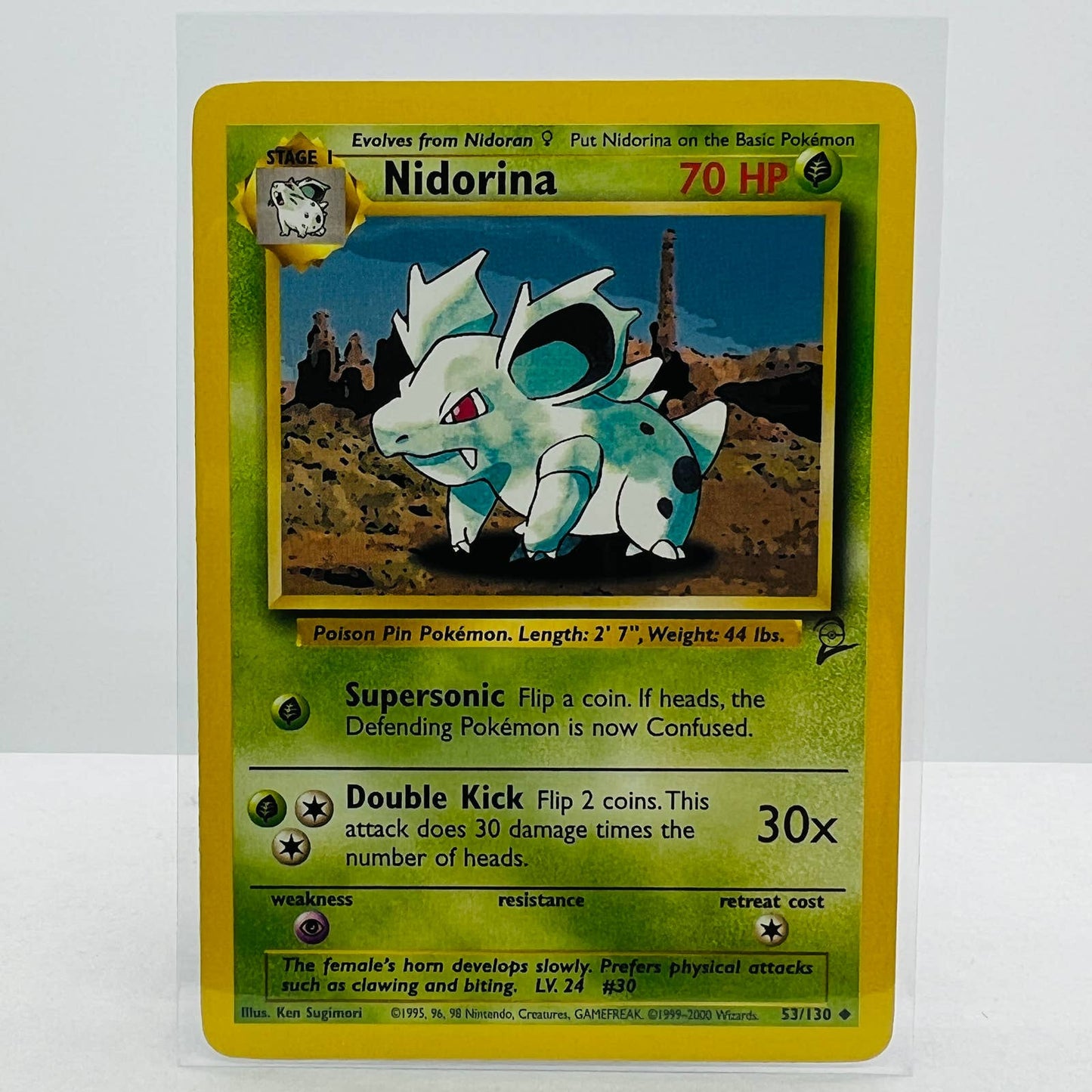 Pokémon Nidorina 53/130 Base Set 2 Pokemon 2000 WOTC Uncommon Card NM-MT