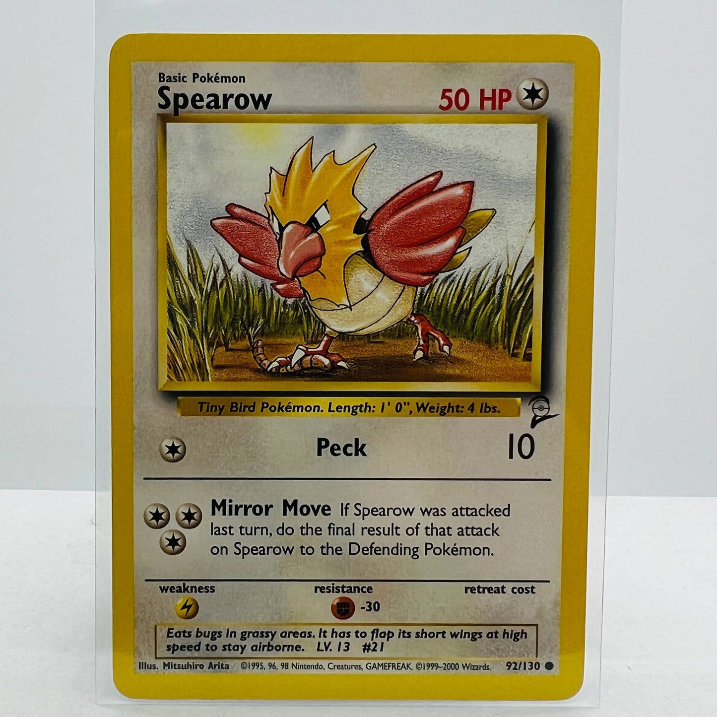 Pokémon Spearow 92/130 Base Set 2 Pokemon 2000 WOTC Common Card NM-MT