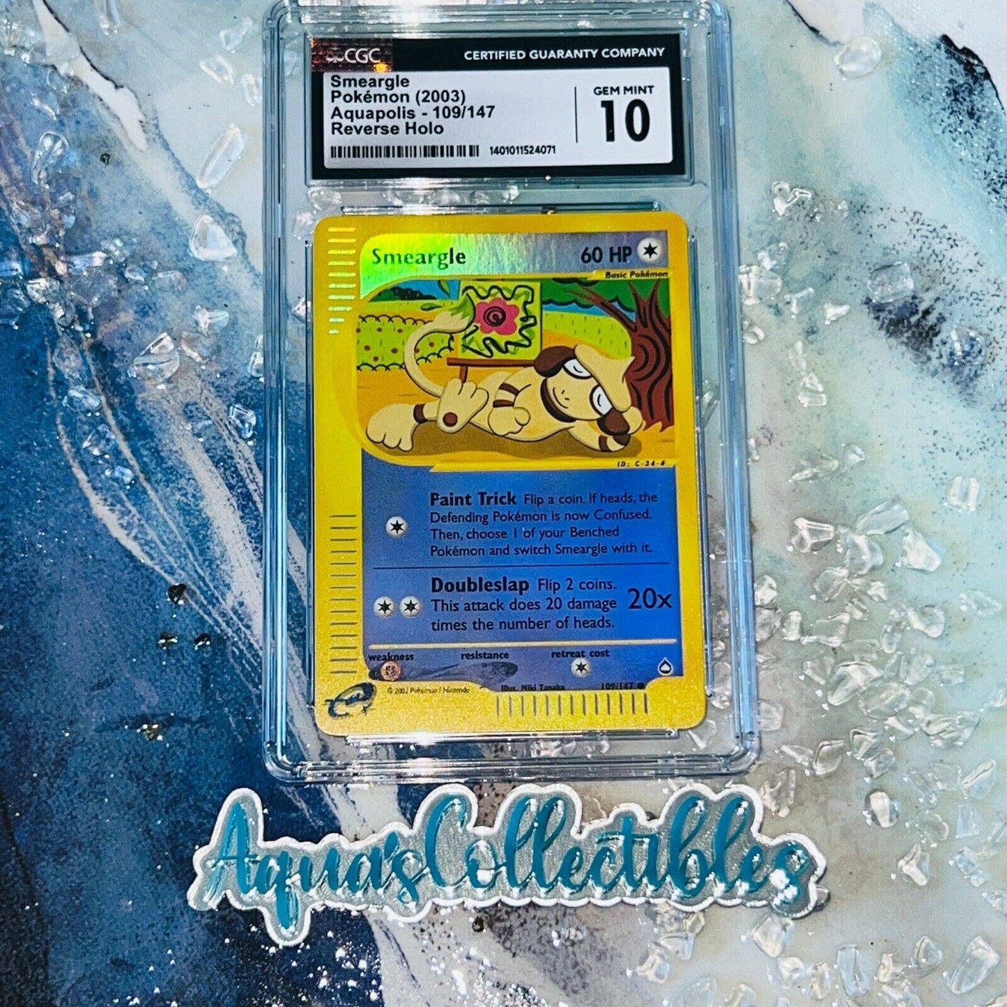 CGC 10 GEM MINT Smeargle 109/147 Pokémon Aquapolis Reverse Holo (PSA/BGS) Pop 6