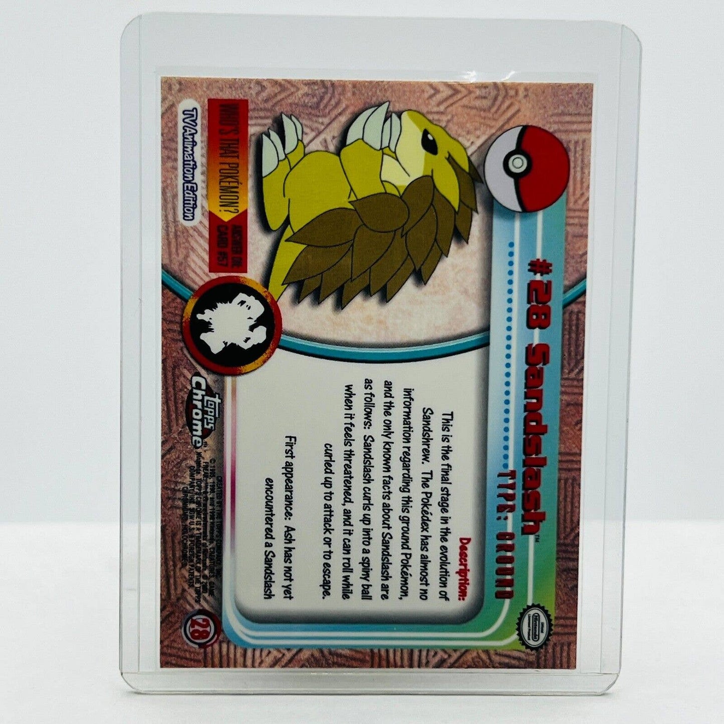 Pokémon Sandslash #28 Pokemon 2000 Topps TV Animation Chrome Series 1 Holo Foil