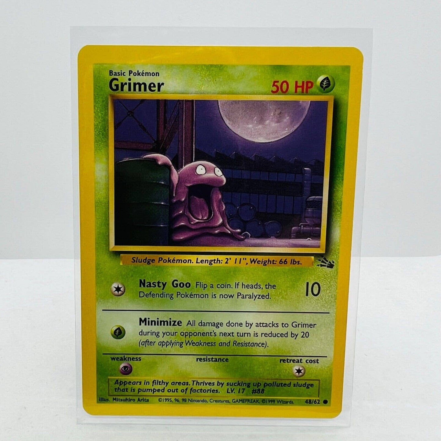 Pokémon Grimer 48/62 Fossil WOTC 1999 Pokemon Unlimited Common Card NM-MT