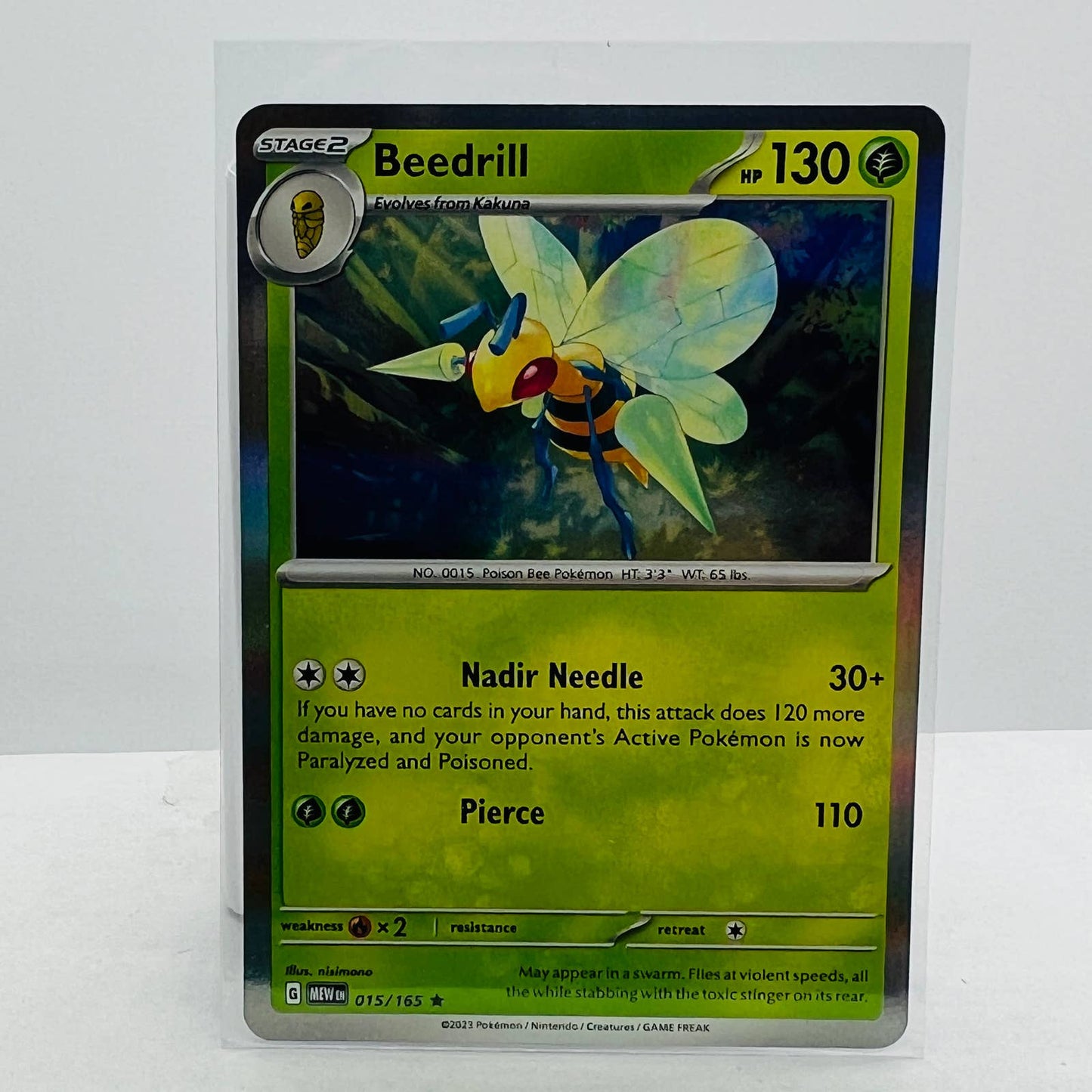 Pokémon Beedrill 015/165 Scarlet & Violet Pokemon 151 TCG Holo Rare Card NM-MT