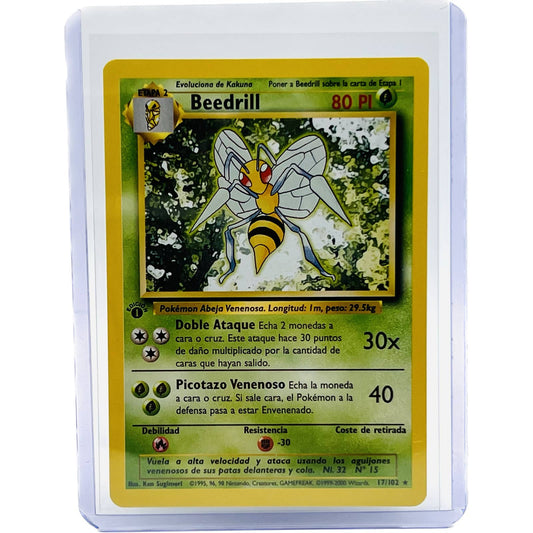 Pokémon Beedrill 17/102 1st Edition Base Set Spanish Non Holo Rare Card NM-MT