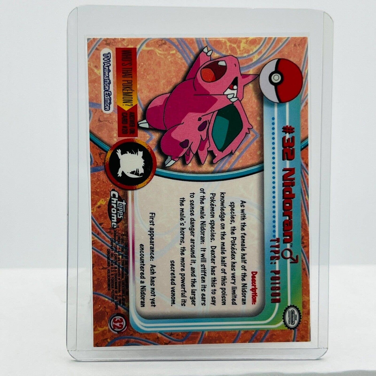 Pokémon Nidoran M #32 Pokemon 2000 Topps TV Animation Chrome Series 1 Holo Foil