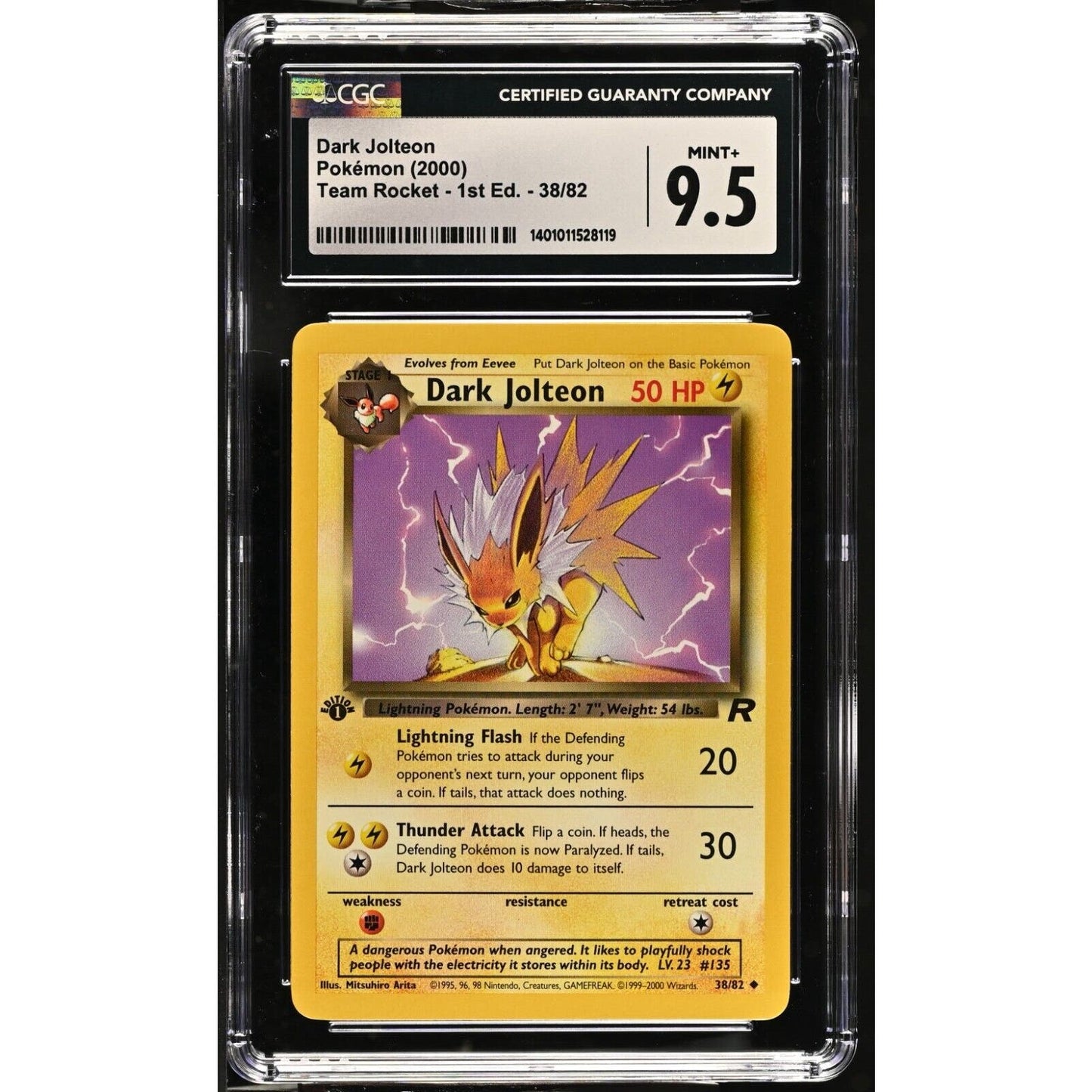 CGC 9.5 MINT+ Dark Jolteon 1st Edition 38/82 Pokémon Team Rocket (PSA/BGS)