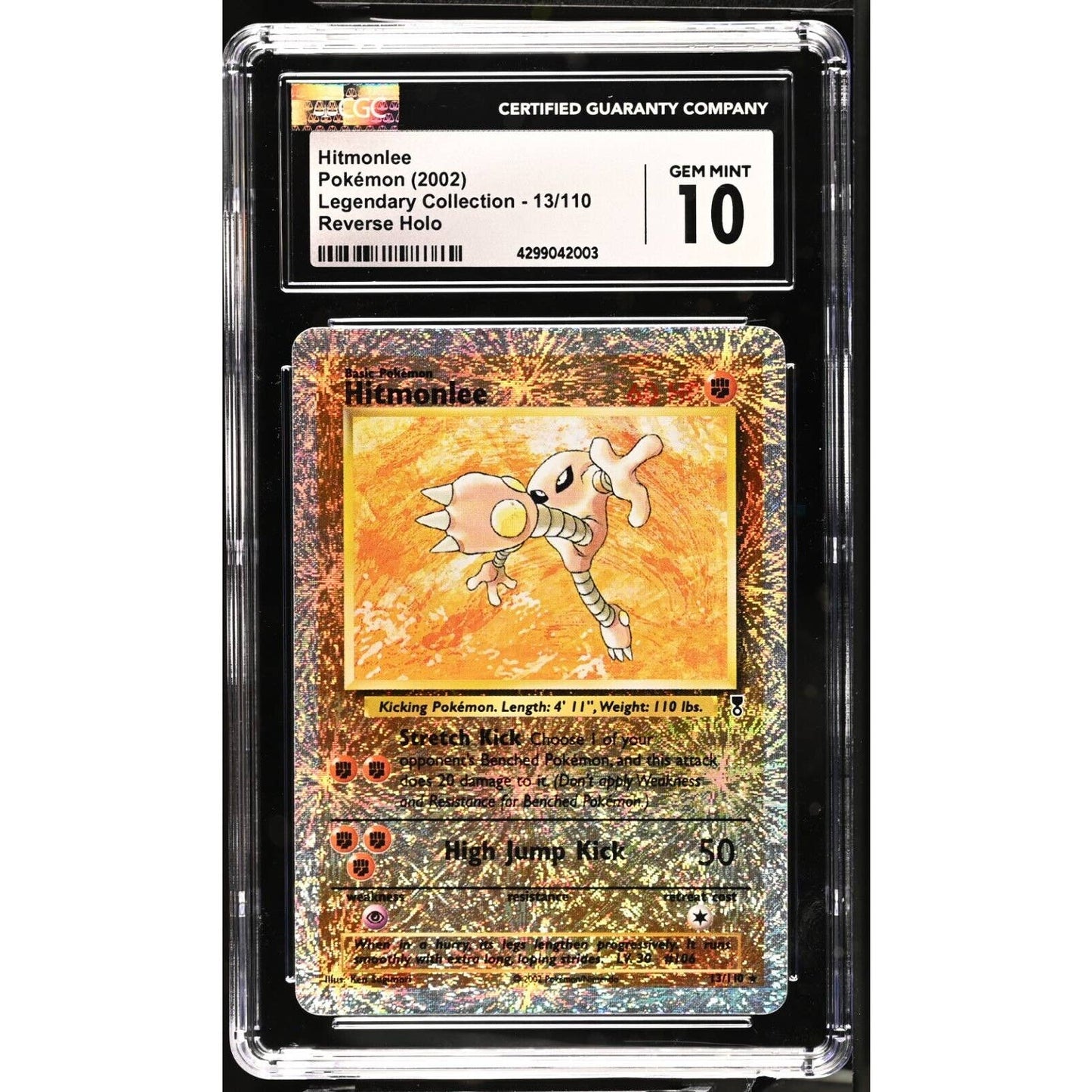 CGC 10 GEM MINT Hitmonlee 13/110 Pokémon Legendary Collection Reverse (PSA/BGS)