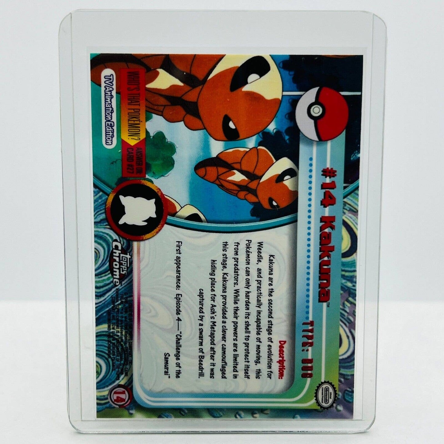 Pokémon Kakuna #14 Pokemon 2000 Topps TV Animation Chrome Series 1 Holo Foil