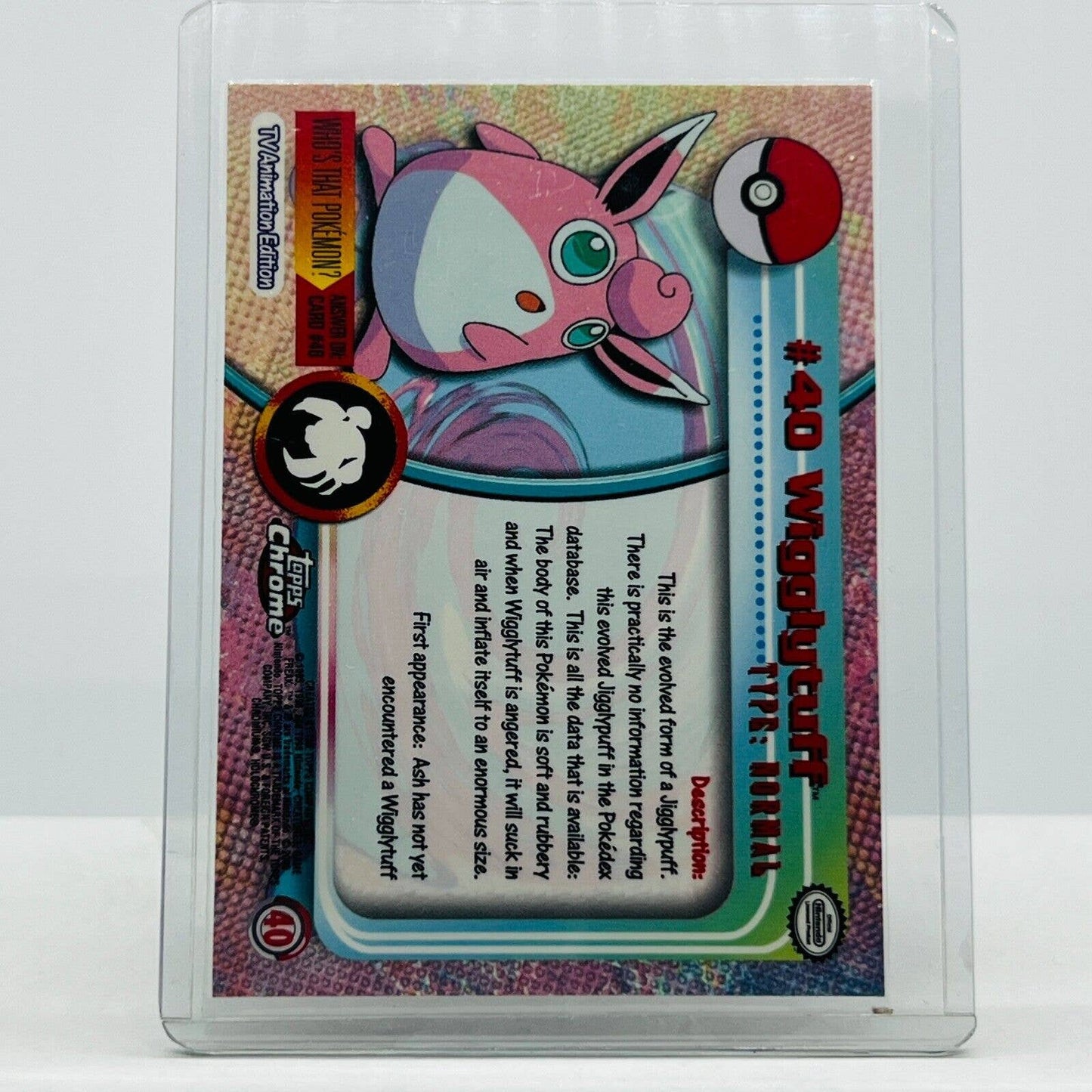 Pokémon Wigglytuff #40 Pokemon 2000 Topps TV Animation Chrome Series 1 Holo Foil