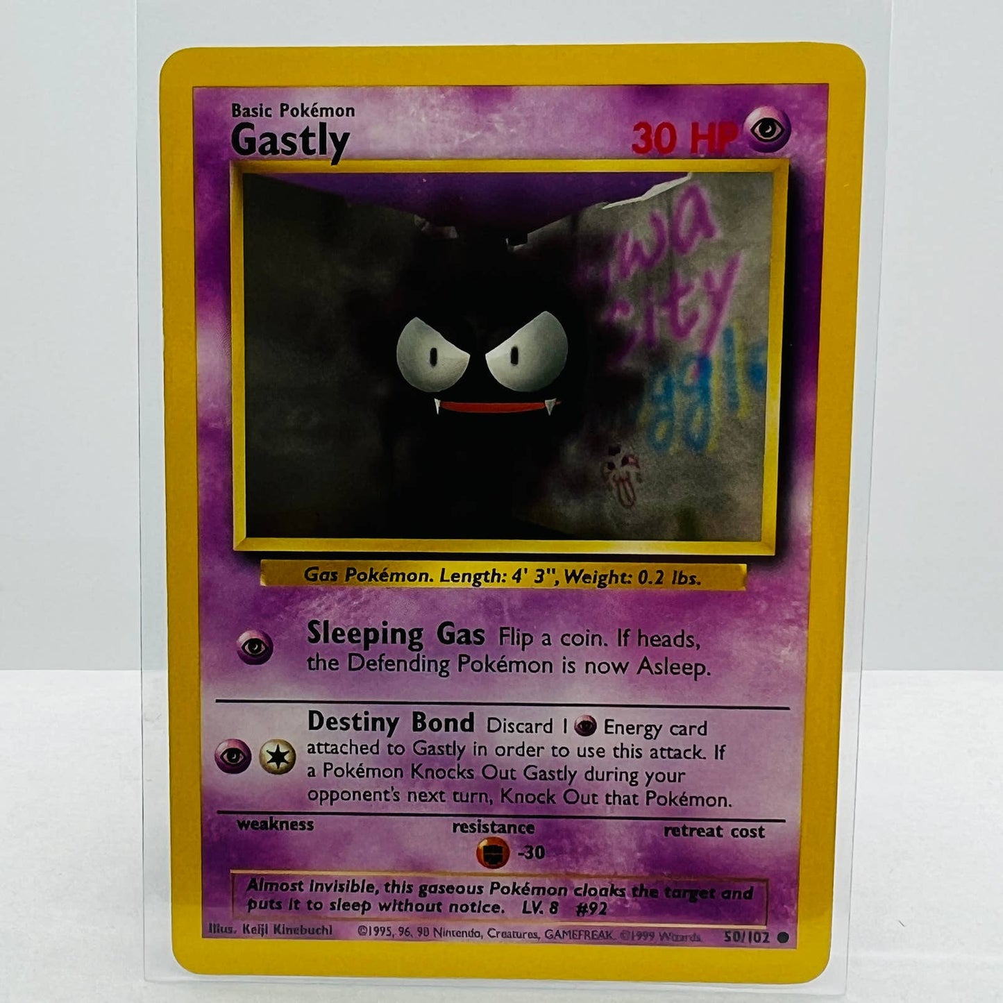 Pokémon Gastly 50/102 Base Set Unlimited Pokemon 1999 WOTC Common Card NM-LP