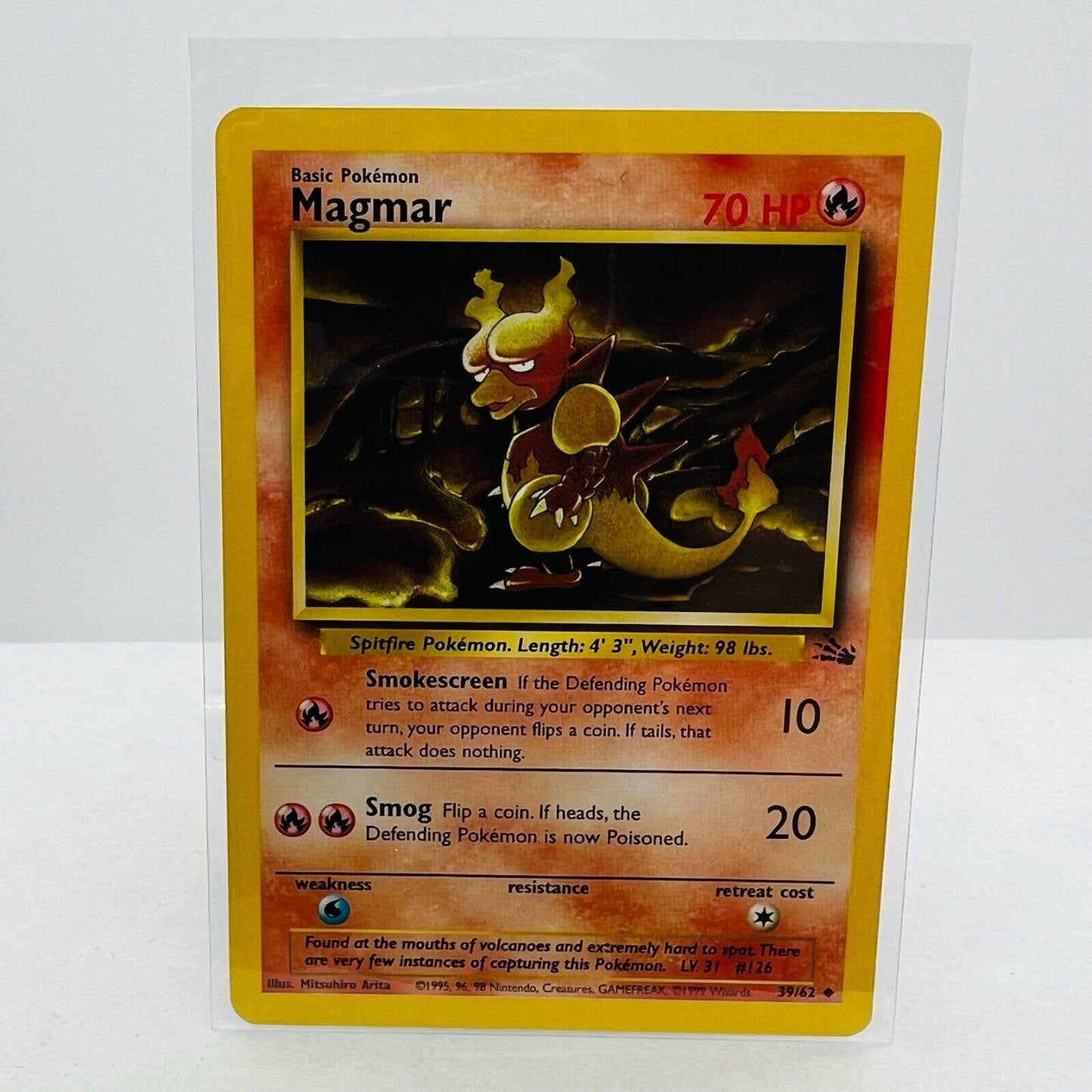 Pokémon Magmar 39/62 Fossil WOTC 1999 Pokemon Unlimited Uncommon Card NM-MT