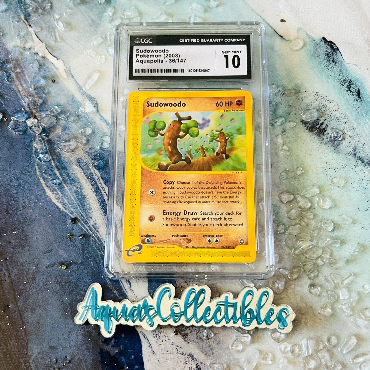 CGC 10 GEM MINT Sudowoodo 36/147 Pokémon Aquapolis 2003 Non Holo Rare (PSA/BGS)