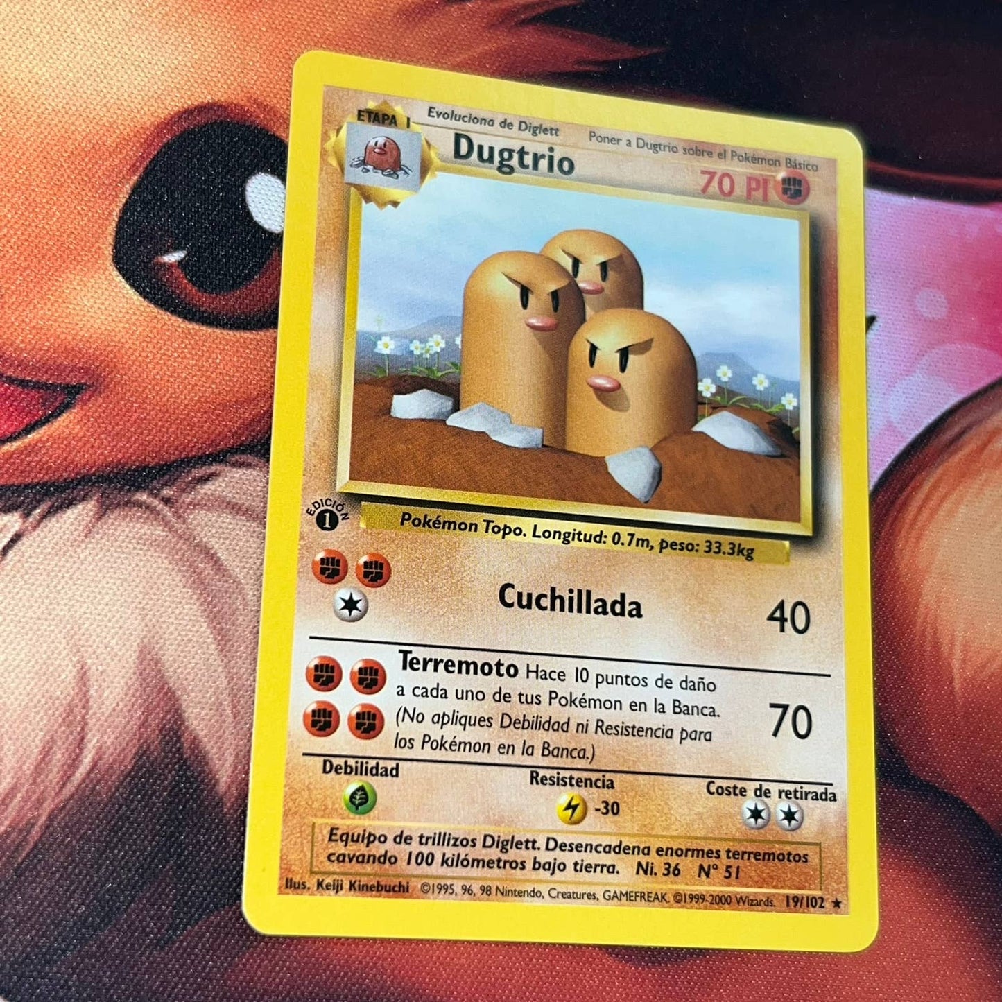 Pokémon Dugtrio 19/102 1st Edition Base Set Spanish Non Holo Rare TCG Card NM-MT