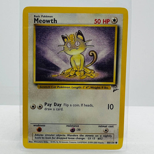 Pokémon Meowth 80/130 Base Set 2 Pokemon 2000 WOTC Common Card NM-MT