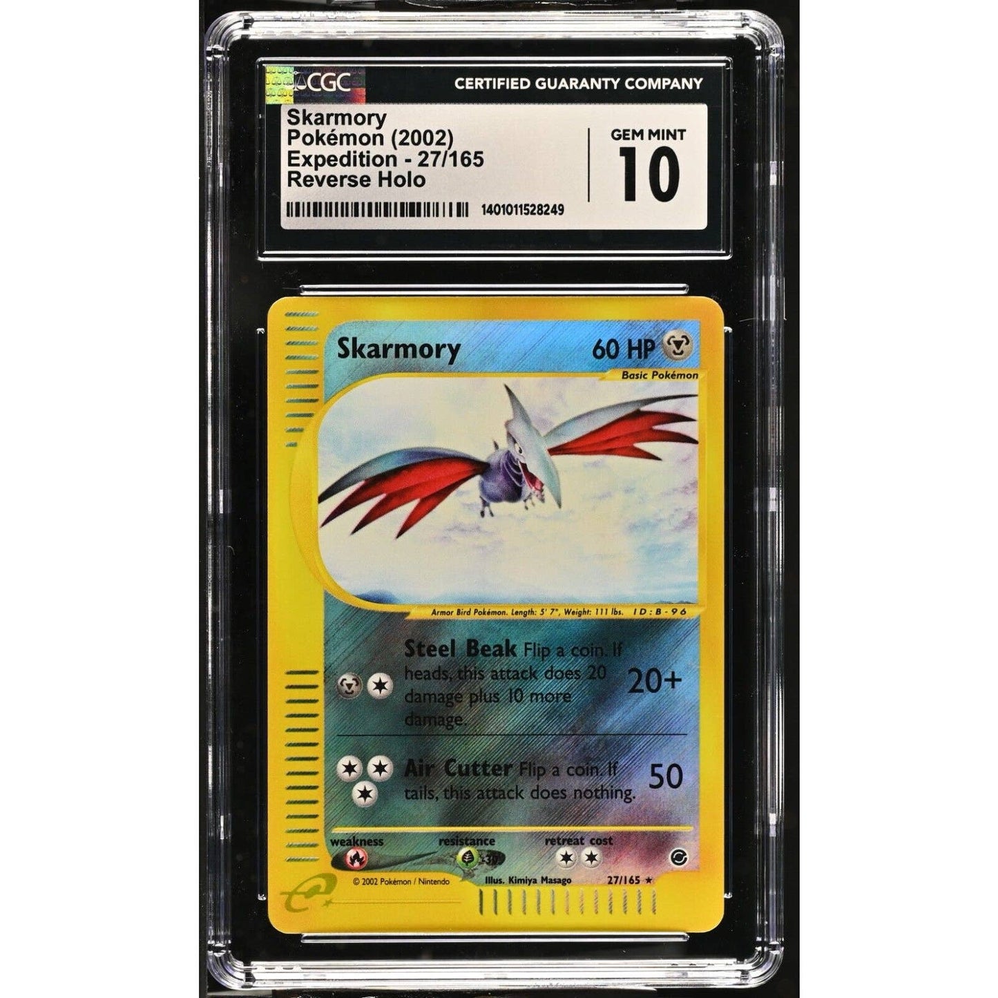 CGC 10 GEM MINT Skarmory 27/165 Pokémon Expedition 2002 Reverse Holo (PSA/BGS)