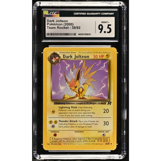 CGC 9.5 MINT+ Dark Jolteon 38/82 Pokémon Team Rocket Unlimited Non Holo (PSA/BGS