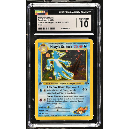 CGC 10 GEM MINT Misty's Golduck 1st Edition 12/132 Gym Challenge Holo (PSA/BGS)