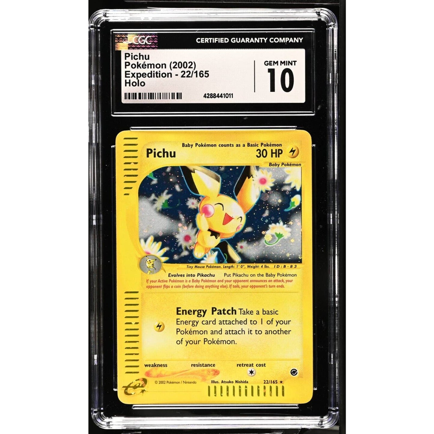 CGC 10 GEM MINT Pichu 22/165 Pokémon Expedition 2002 Holographic Rare (PSA/BGS)