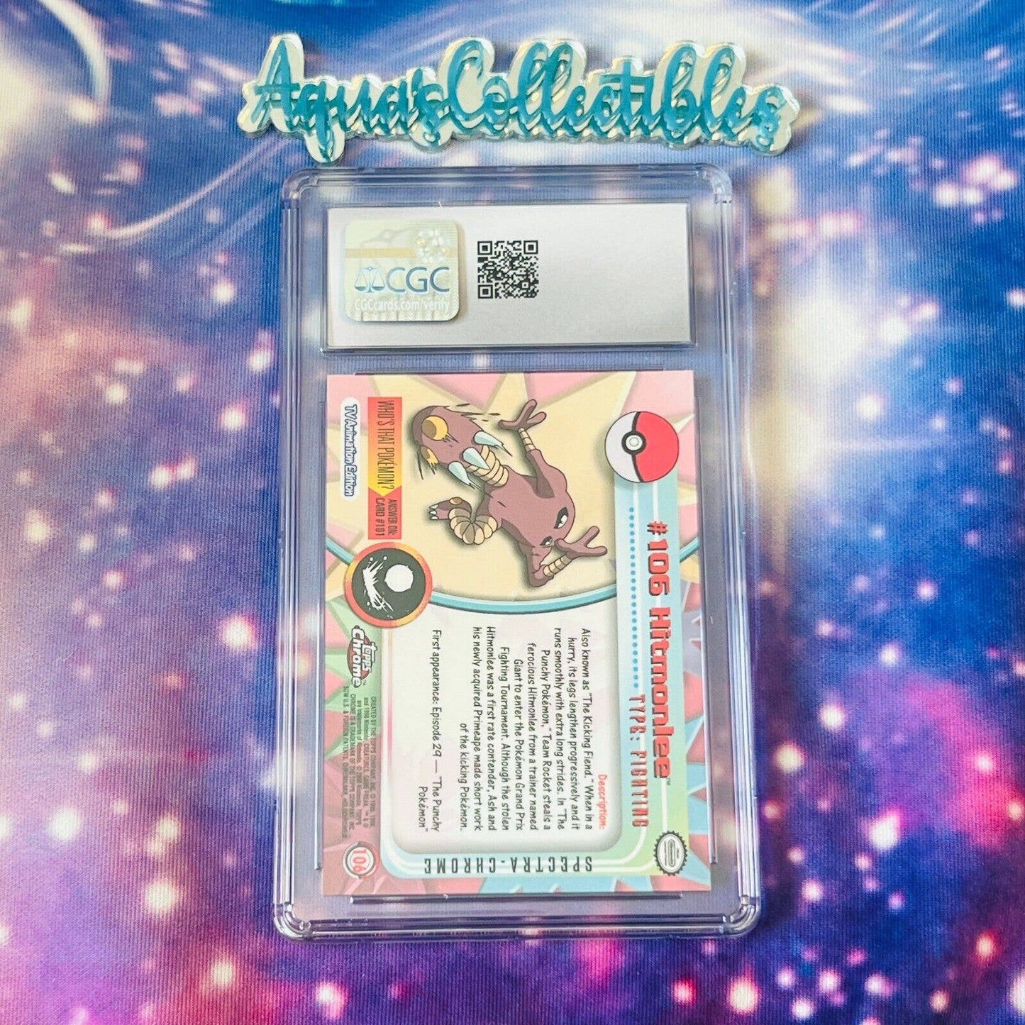 CGC 10 GEM MINT Hitmonlee Spectra #106 Pokemon 2000 Topps Chrome (PSA/BGS)