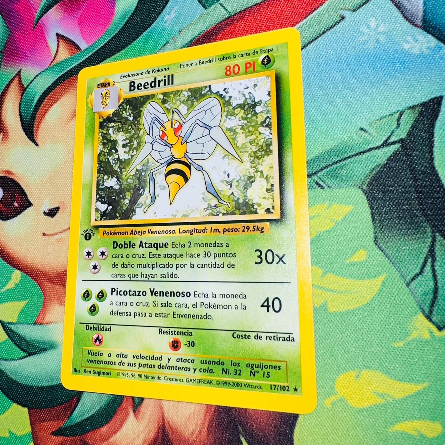 Pokémon Beedrill 17/102 1st Edition Base Set Spanish Non Holo Rare Card NM-MT