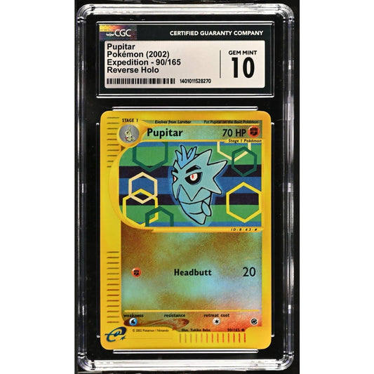 CGC 10 GEM MINT Pupitar 90/165 Pokémon Expedition 2002 Reverse Holo (PSA/BGS)