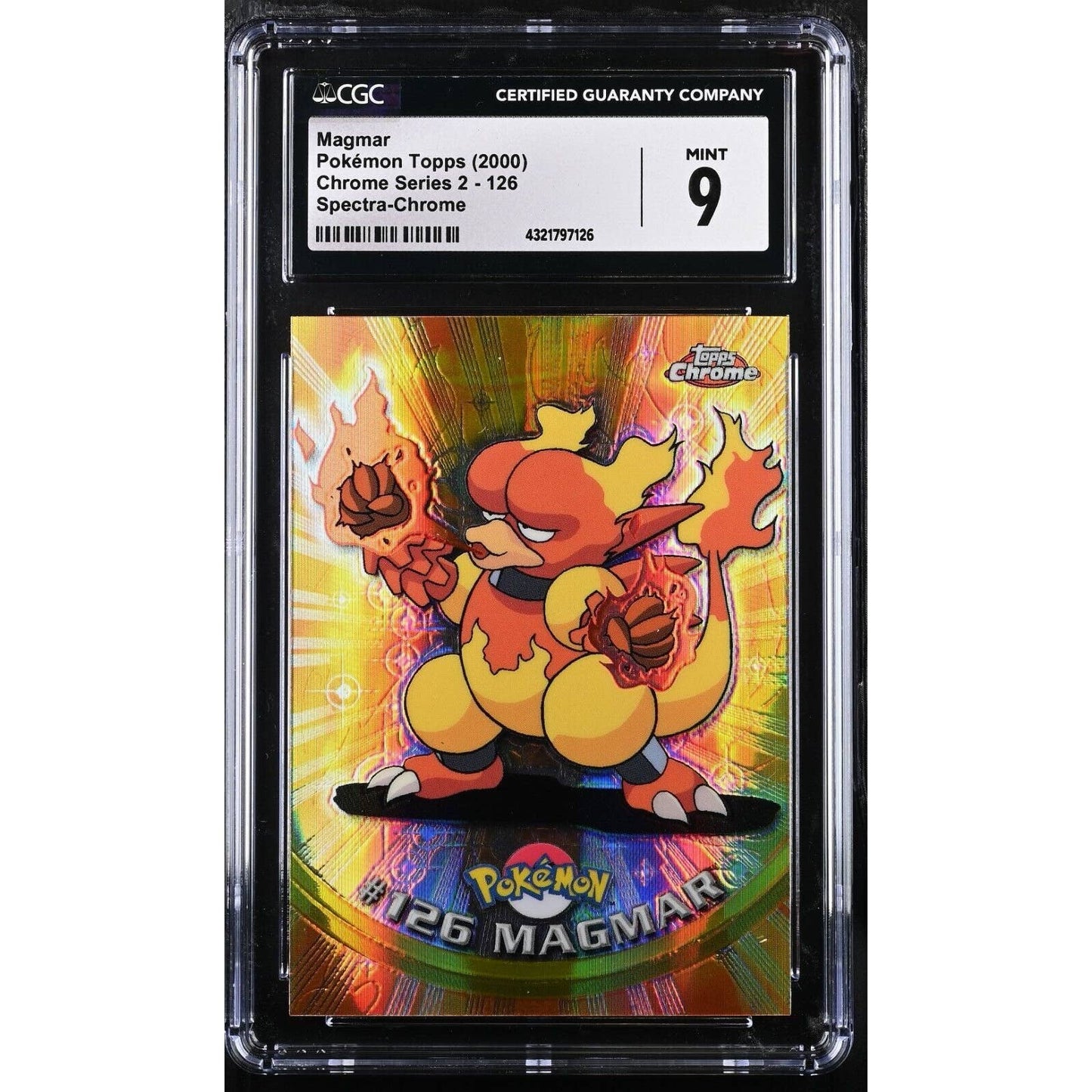 CGC 9 MINT Magmar Spectra #126 Pokemon 2000 Topps Chrome Holo Rare (PSA/BGS)