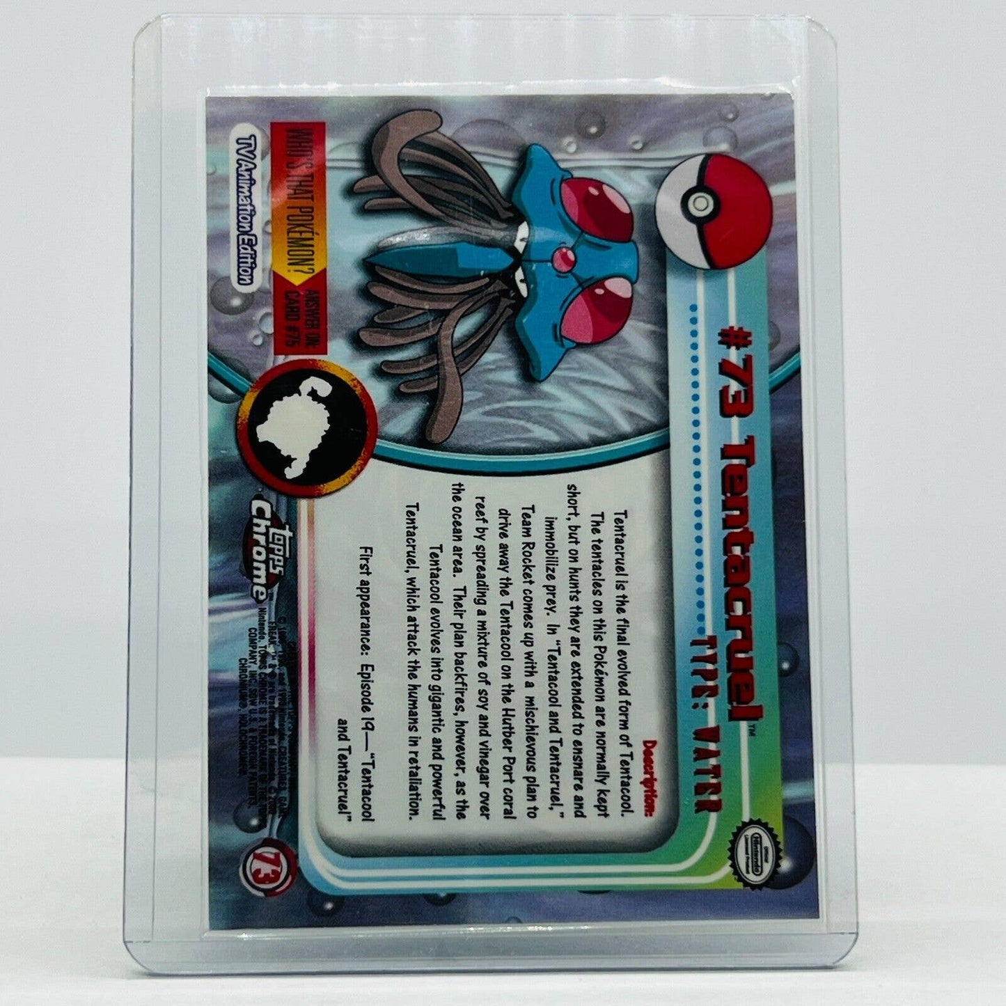 Pokémon Tentacruel #73 Pokemon 2000 Topps TV Animation Chrome Series 1 Holo Foil