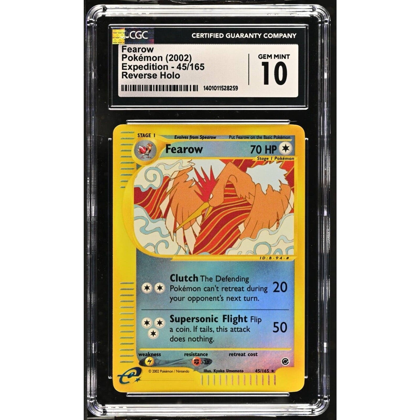 CGC 10 GEM MINT Fearow 45/165 Pokémon Expedition 2002 Reverse Holo (PSA/BGS)