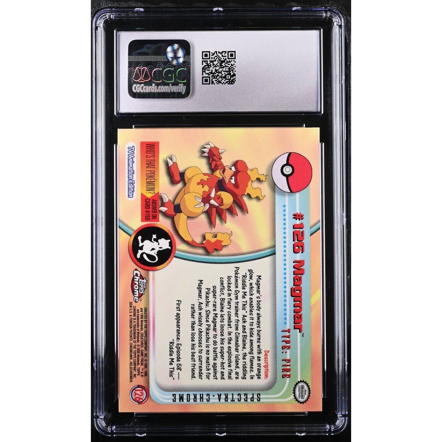 CGC 9 MINT Magmar Spectra #126 Pokemon 2000 Topps Chrome Holo Rare (PSA/BGS)