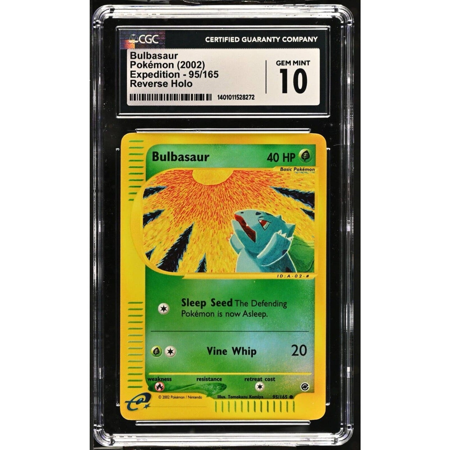 CGC 10 GEM MINT Bulbasaur 95/165 Pokémon Expedition 2002 Reverse Holo (PSA/BGS)