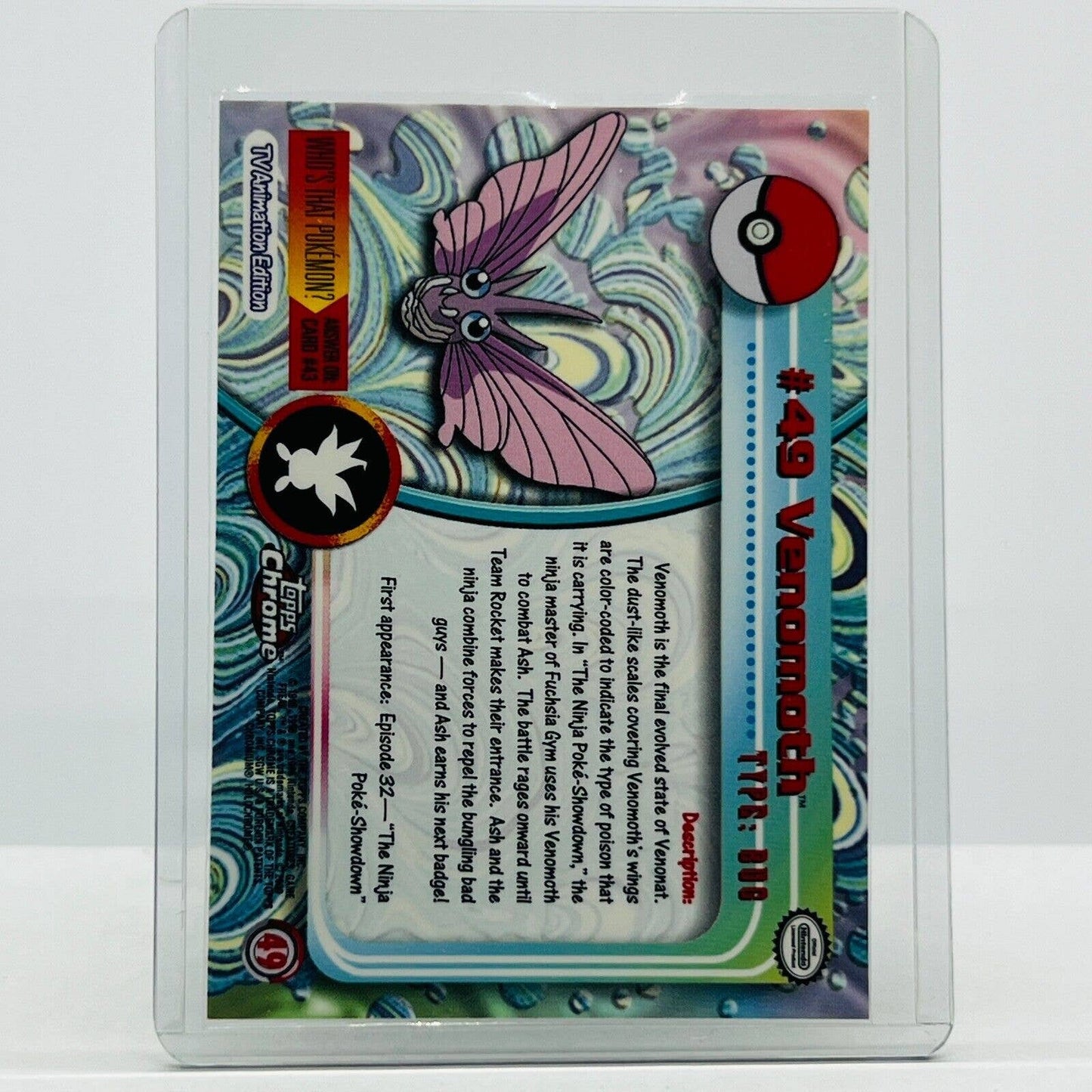 Pokémon Venomoth #49 Pokemon 2000 Topps TV Animation Chrome Series 1 Holo Foil