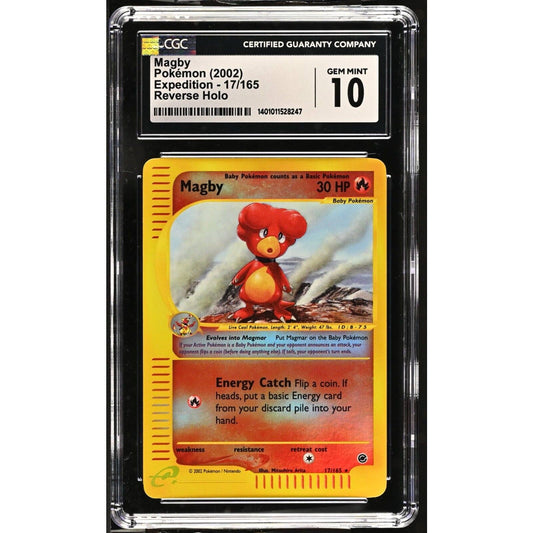 CGC 10 GEM MINT Magby 17/165 Pokémon Expedition 2002 Reverse Holo (PSA/BGS)