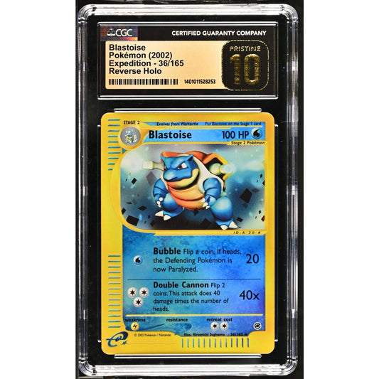 CGC 10 PRISTINE Blastoise 36/165 Pokémon Expedition 2002 Reverse Holo (PSA/BGS)