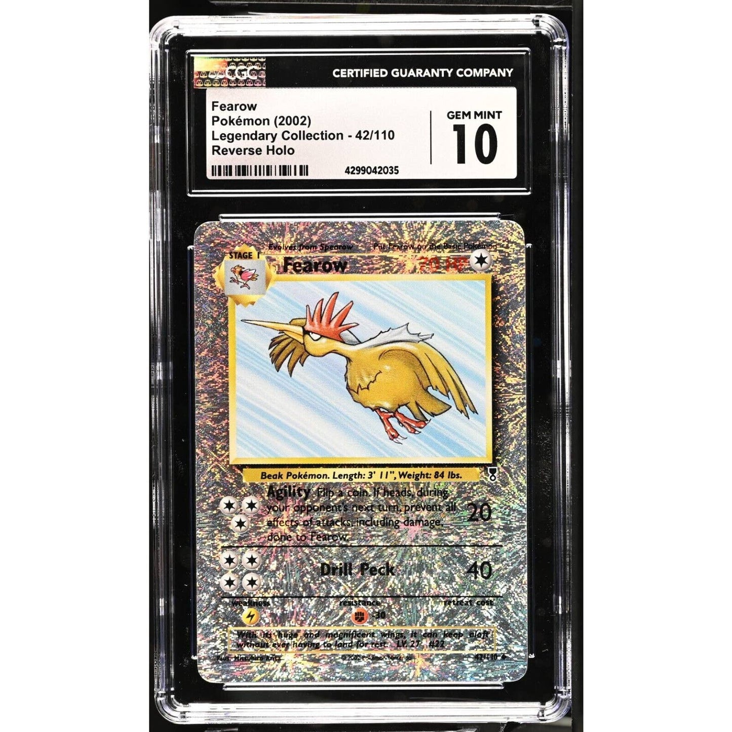 CGC 10 GEM MINT Fearow 42/110 Pokémon Legendary Collection Reverse (PSA/BGS)