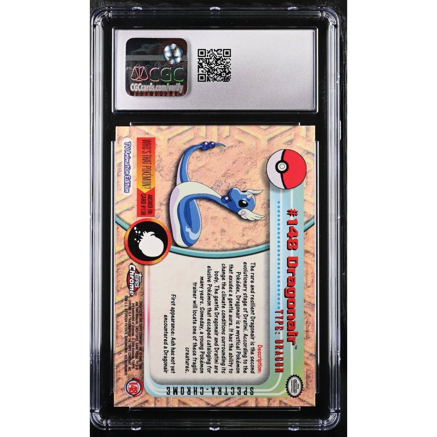 CGC 9 MINT Dragonair Spectra #148 Pokemon 2000 Topps Chrome Holo Rare (PSA/BGS)