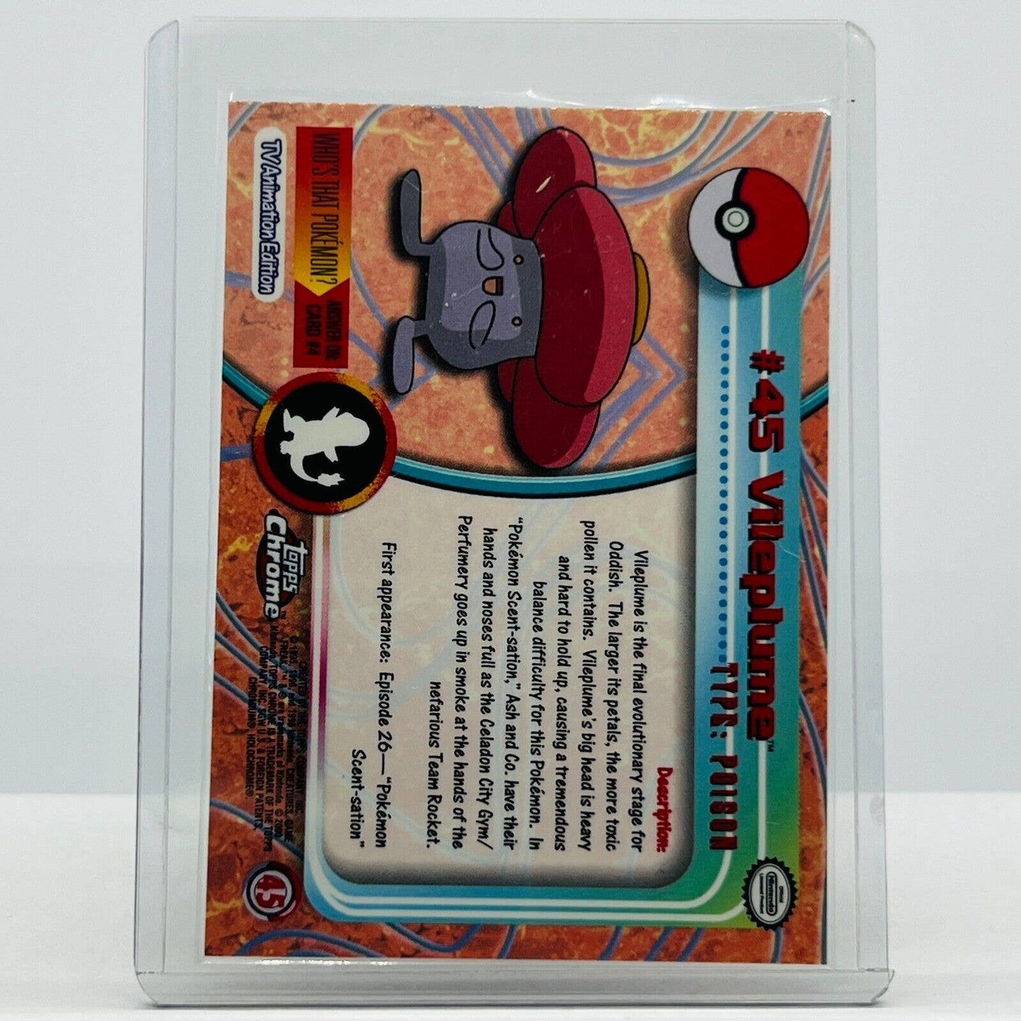 Pokémon Vileplume #45 Pokemon 2000 Topps TV Animation Chrome Series 1 Holo Foil