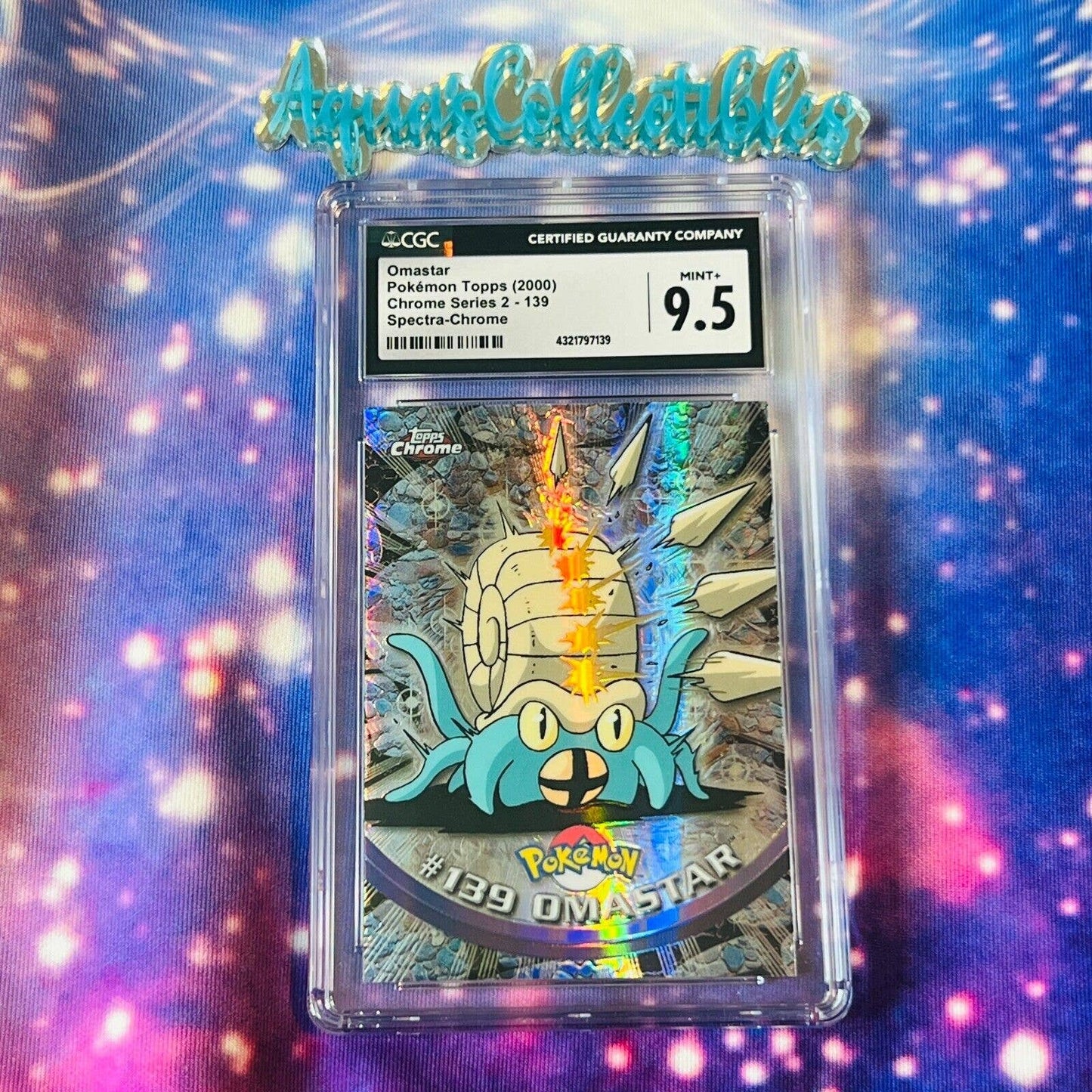 CGC 9.5 MINT+ Omastar Spectra #139 Pokemon 2000 Topps Chrome Rare (PSA/BGS)