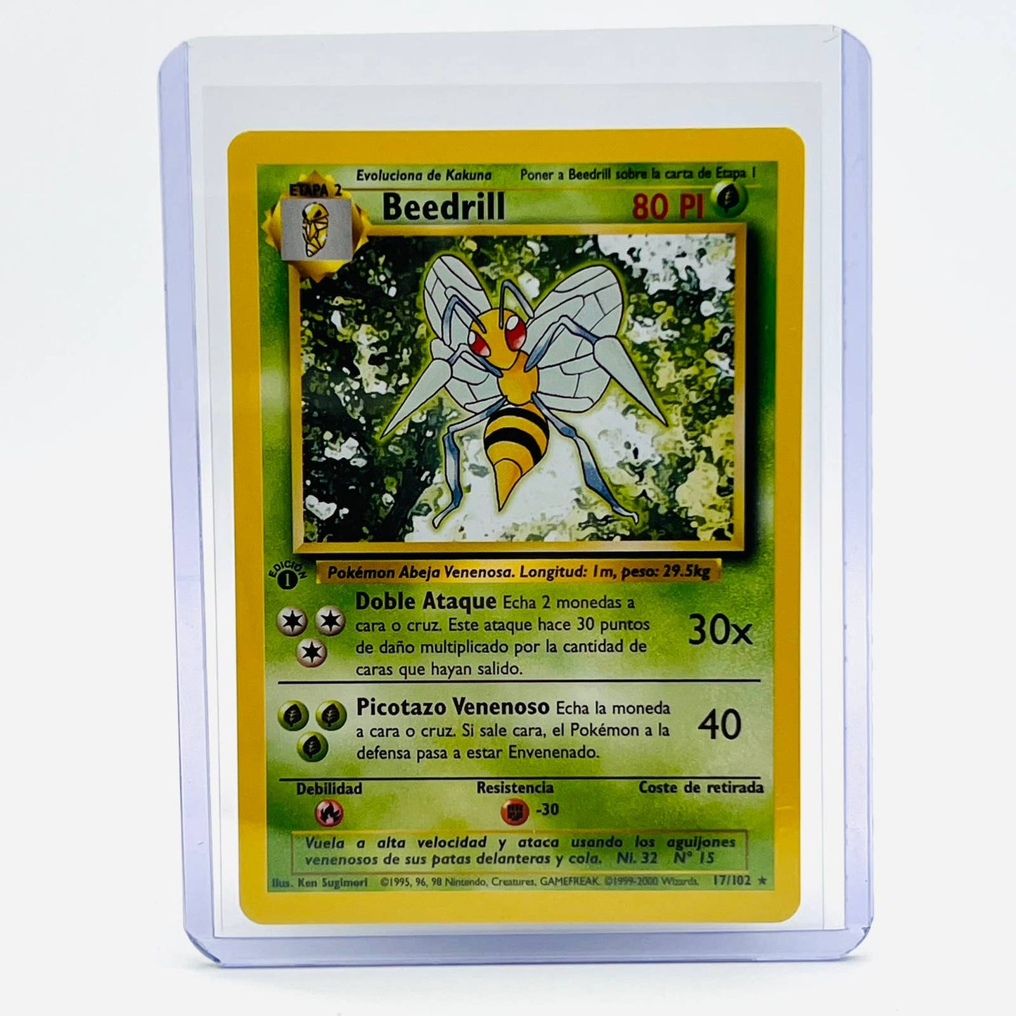 Pokémon Beedrill 17/102 1st Edition Base Set Spanish Non Holo Rare Card NM-MT