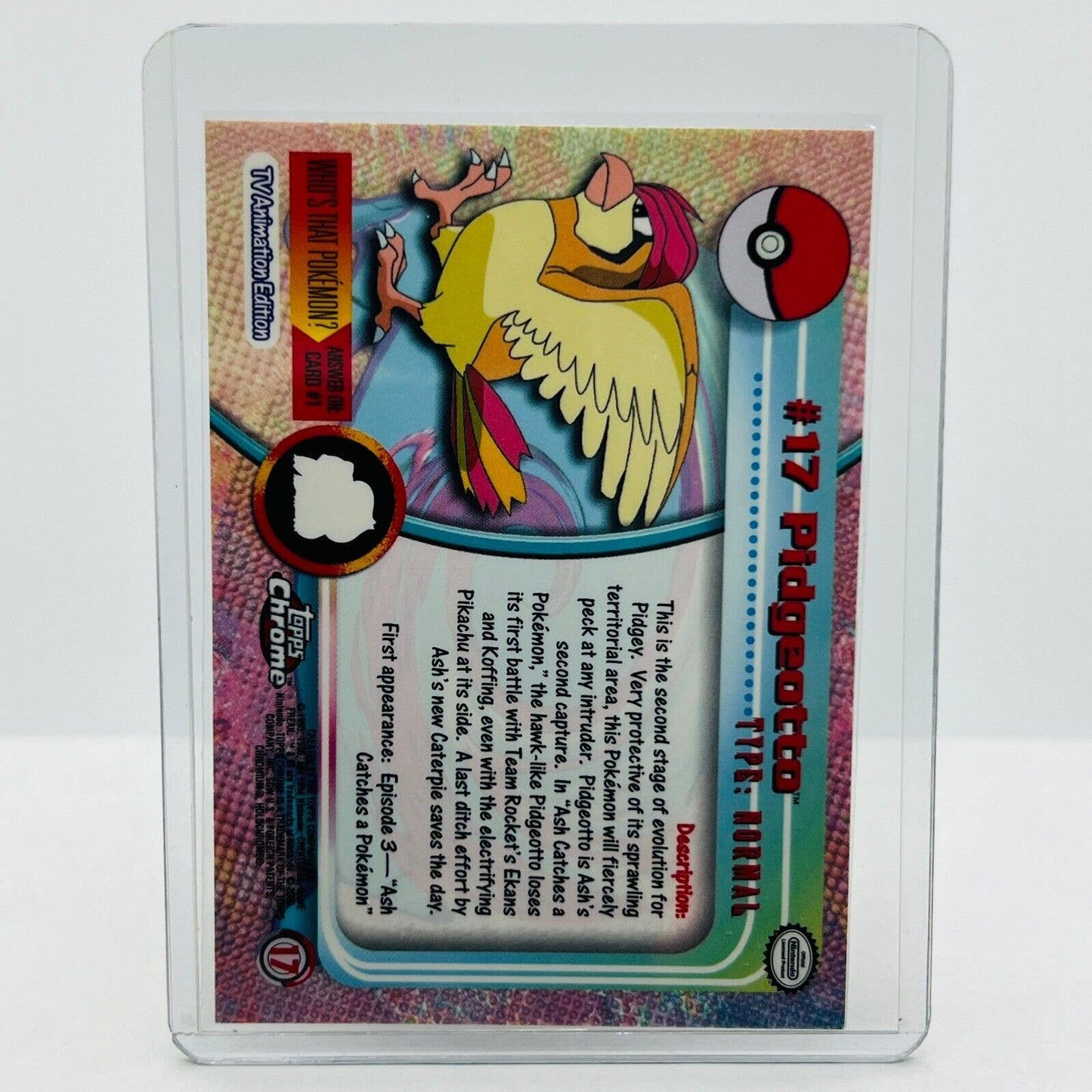 Pokémon Pidgeotto #17 Pokemon 2000 Topps TV Animation Chrome Series 1 Holo Foil