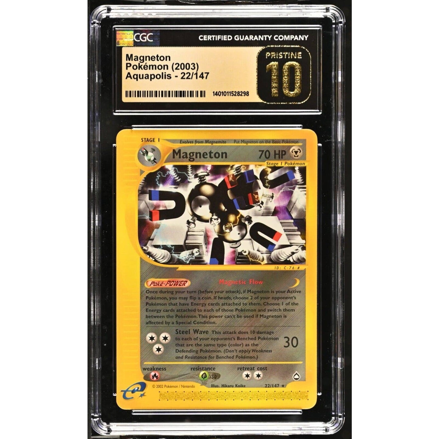 CGC 10 Pristine Magneton 22/147 Pokémon Aquapolis 2003 Non Holo (PSA/BGS) Gold