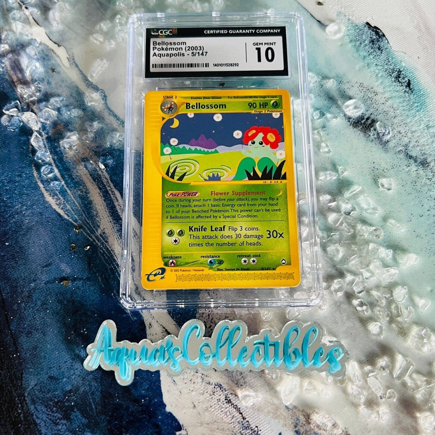 CGC 10 GEM MINT Bellossom 5/147 Pokémon Aquapolis 2003 Non Holo Rare (PSA/BGS)