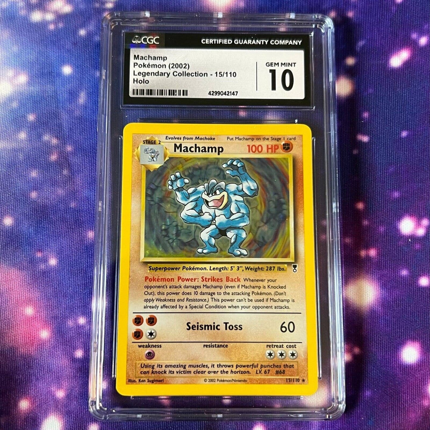 CGC 10 GEM MINT Machamp 15/110 Pokémon 2002 Legendary Collection Holo (PSA/BGS)