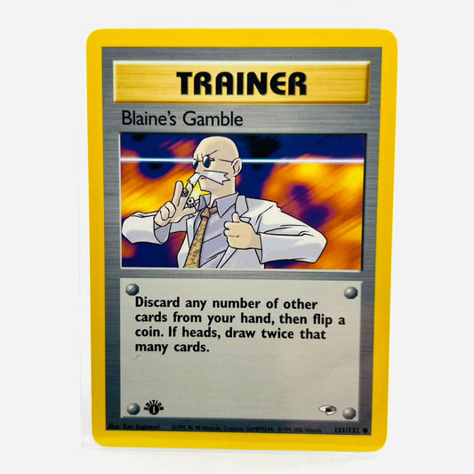 Pokémon Blaine's Gamble 1st Edition 121/132 Gym Heroes WOTC Trainer NM-MT